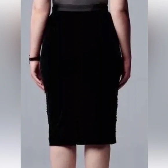 NWT SIMPLY VERA WANG Black Sequin Front velvet Velour Pencil Skirt Womens XXL - Picture 4 of 10